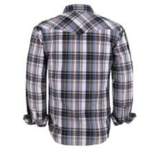 Men's Western Cowboy Pearl Snap Plaid Button Up Casual Long Sleeve Two Pockets Work Shirts - 2 Yellow Grey - View 2
