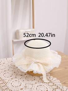 2pcs/Set Girl Hat And Bag, Summer New Cute Princess Pearl Mesh Bowknot Princess Sun Hat Bag Set, Suitable For Outings, Beach, Daily Wear