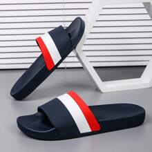2024 New Men's Thick Sole Striped Slippers, Anti-Slip Indoor/Outdoor House & Bathroom Sandals, Top Selling Couple Flip Flops, Plus Size 47