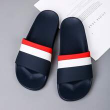 2024 New Men's Thick Sole Striped Slippers, Anti-Slip Indoor/Outdoor House & Bathroom Sandals, Top Selling Couple Flip Flops, Plus Size 47
