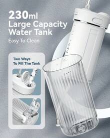 Portable Water Flosser Mini Cordless Oral Irrigator Water Teeth Cleaner Pick,Water Tank,4 Modes & IPX7 Waterproof, Home & Travel Water Flossers For Teeth & Braces Care(Pink) - 白色 - 查看 4