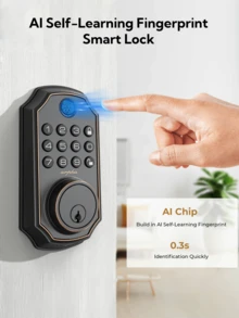 Arpha Smart WiFi Door Lock With Fingerprint, Keyless Entry Door Deadbolt, App Remote Control, Electronic Keypad Smart Lock For Front Door, Auto Lock, Easy Installation