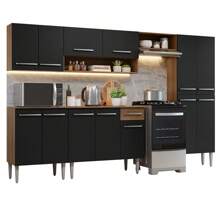 Cocina Integral Completa Modular Madesa Emilly 293cm  Color Marrón/Negro 10 - Negro - Ver 3