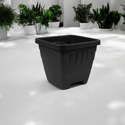 Kit Vasos Plástico Preto Resistente Quadrado 3 Unidades de 6 Litros Hortas Jardim Decoração