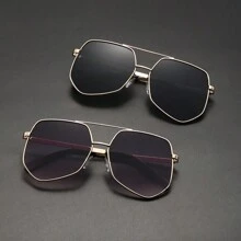 1 Pair Elegant Geometric Metal Frame Glasses, Durable And Stylish
