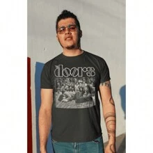 The Doors Rock Band Unisex Cotton T-Shirt Shirt - 黑色 - 查看 2