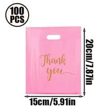 10/50/100 Pieces, Thank You Gift Bag, 3-Size (11.87 * 7.87in, 9.84 * 7.87in, 7.87 * 5.91in) Small Plastic Shopping Bag With Handle, Thank You Gift Bag, Party Store Bulk Commodity Bag - Multicolor - View 18