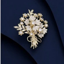 1 pieza Broche de árbol del dinero de diseño elegante y de moda, accesorio de ropa de mujer con incrustaciones de circonita cúbica