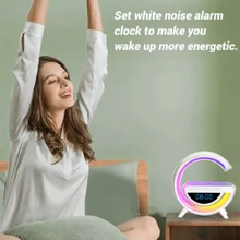 NetHong LED Smart G Lamp Bluetooth Speaker Wireless Charger RGB Alarm Clock Night Light - White - View 6