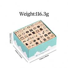 42 Pcs Beechwood Wooden Stamps, Digits, Letters, Geometric Shapes, Simple Basic Stamps For Scrapbooking - one-size - View 15
