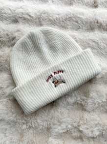 Puppy Embroidery Knitted Beanie Hat For Women, Warm, Cute, Suitable For Students, Couples, Autumn/Winter - Hat - View 12