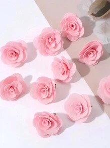 8 件米色山茶花发夹，浪漫设计，适合日常佩戴、生日派对、装饰、情人节辫子配饰、发饰、发夹、发夹、发夹爪夹、学校用品、大学 - 米色 - 查看 7