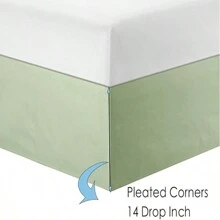 Grass Green Bed Skirt Queen Size Tailored Pleated Bed Skirt With 14 Inch 700g Drop Brushed Microfiber Dust Ruffle Bed Skirt 60"X80" - Green - View 3