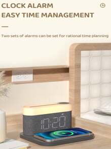 Cargador inalámbrico 4 en 1 nuevo, carga múltiple para teléfono móvil y reloj, con función de reloj despertador y luz nocturna