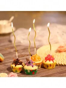 24 piezas de velas en espiral para tartas, velas de metal para tartas, velas largas y delgadas en forma de bobina con soportes para decoración de tartas de cumpleaños, bodas y fiestas
