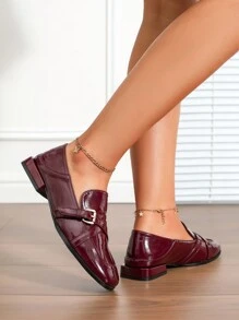 2025新款咖啡色低跟通勤女鞋，百搭实用，适合返校季，英伦风真皮工作鞋