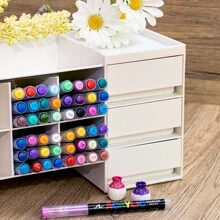 GuangNa Bộ 168 bút đánh dấu sơn Acrylic màu, mực lỏng trực tiếp, bút vẽ nghệ thuật đầu cọ mềm cho vải, vải bạt, đá, thủy tinh, gỗ, giấy, đồ thủ công DIY, đồ dùng học tập và nghệ thuật - 168 màu - Xem 10