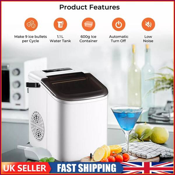 NetHong 1.1L Ice Maker Machine Electric Automatic Countertop Ice Cube Machine For Home Mini Square Cube Block Ice Making Machine Household Automatic Appliances Machines Bar Ice Maker Home Full-Automatic Round Ice Cube Ice Maker Customization Portable Mini Ice Maker With Handle