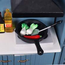 10pcs/5pcs/3pcs/2pcs/1pc 娃娃屋新款仿真煎锅食物玩具，DIY迷你厨房配件，娃娃屋厨房装饰，仿真煎锅，仿真蔬菜，微型场景装饰，微型拍摄道具，微型厨房用品 - 彩色 - 查看 4