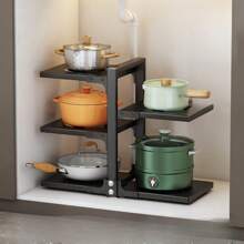 Double Sided 3+4 Multi-Layer Kitchen Utensil Rack, Cabinet Utensil Sorting Rack, Heavy-Duty Utensil Rack For Storage Under The Sink, Adjustable Metal Utensil Rack And Lid Rack For Kitchen Sorting And Storage, Quick AccessHome Decor, Party Storage, Christmas Storage, New Year Storage - Black - View 3