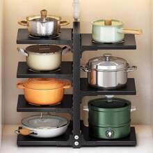 Double Sided 3+4 Multi-Layer Kitchen Utensil Rack, Cabinet Utensil Sorting Rack, Heavy-Duty Utensil Rack For Storage Under The Sink, Adjustable Metal Utensil Rack And Lid Rack For Kitchen Sorting And Storage, Quick AccessHome Decor, Party Storage, Christmas Storage, New Year Storage - Black - View 1