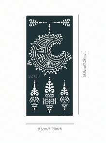 3 Sheets Hand Moon Flower Tattoo Hollow Template Stickers - Black - View 2
