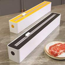 1Pc Kitchen Wrap Dispenser, Kitchen Storage Rack, Cling Film Cutter, Wrap Cutter, Cling FilmCutter Box, Magnetic Cling Film Cutter Box For Fridge, Wrap Cutter Refrigerator, Magnetic Kitchen Cling Film Cutter, Baking Paper And Tinfoil Dispenser For Kitchen Drawer, Kitchen Accessories - Multicolor - View 2
