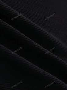 Vestido de manga corta ajustado de punto con contraste de color elegante y minimalista