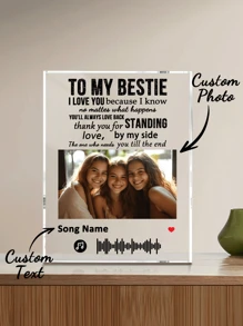 1pc Custom Spotify Plaque, Custom Couple Picture Plaque, Personalized Photo Plaque, Custom Couple Song Music Plaque, Personalized Photo Frame Home Decor, Album Cover Song Plaque, Unique Gifts For Women, Music Art Romantic Gifts, Anniversary Gift, Valentine Gift, Birthday Gift, Wedding Gift, Mother's Day Gift, Father's Day Gift, Best Friend Gift, Best Gift For Mom/Dad, Gift For Her/Him, Best Gift For Boyfriend Graduation