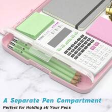 Caja de documentos impermeable A4 tablero de escritura con ranura de pluma caja de almacenamiento de papel multifuncional tablero de escritura de plástico clip de material de aprendizaje artefacto de almacenamiento - Rosa - Ver 5