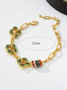 1 chiếc vòng tay thiết kế hoa phong cách Trung Hoa cổ điển mới, độc đáo, thời trang, đa năng, phù hợp để đeo thường ngày, ngày lễ - Vàng - Xem 9