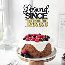 1pc Vintage 1985/1945/1955/1965/1975/1995 Year Cake Topper, 30-80 Years Old Birthday Cake Decoration Picks, Birthday Party Cake Toppers, Anniversary Celebration Cake Decor, Glitter Black - Multicolor - View 12