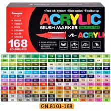 GuangNa Bộ 168 bút đánh dấu sơn Acrylic màu, mực lỏng trực tiếp, bút vẽ nghệ thuật đầu cọ mềm cho vải, vải bạt, đá, thủy tinh, gỗ, giấy, đồ thủ công DIY, đồ dùng học tập và nghệ thuật - 168 màu - Xem 12