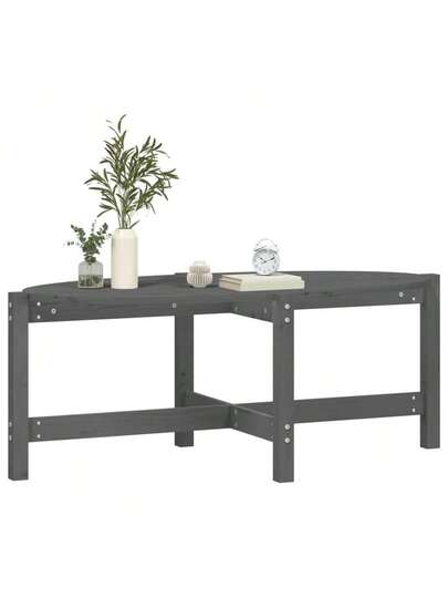 VidaXL Coffee Tafel 118x63x45 Cm Solid Pine Wood Grijs view 4