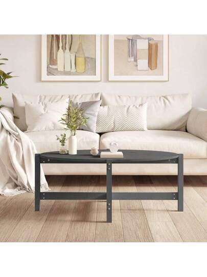 VidaXL Coffee Tafel 118x63x45 Cm Solid Pine Wood Grijs view 3