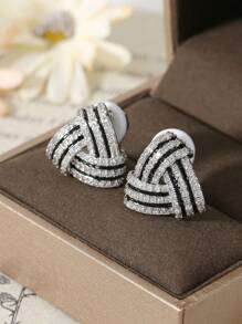 2 Pieces Of Fashionable Personalized Inlaid Zirconia Ear Clips With Silicone Triangle Dripping Oil Versatile Women's Earrings High-End Jewelry Can Be Given To Friends Valentine's Day Gifts - Women's Ear Clips - View 6