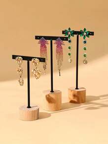 1 pièce Support de présentation d'oreillettes sur base en bois, support cylindrique en bois pour boucles d'oreilles et colliers, porte-bijoux, accessoires et accessoires photo, cadeaux pour femmes, soleil, voyages, rentrée scolaire cool