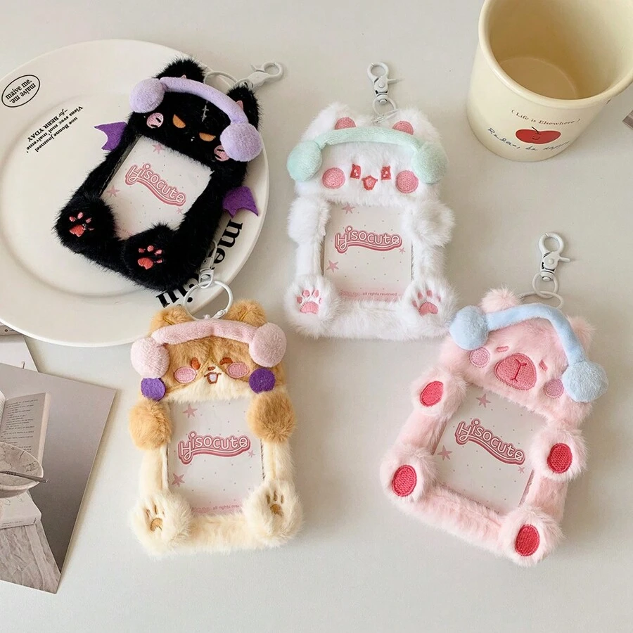 Photo Card Holder,Cute Plush Photo Card Holder, Case, Kpop Idol Photo Card ID Holder, Cartoon Credit Card Holder