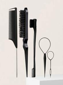 1/3/5/6 stuks haarstylingkamset met topsy tail-tool, plaagborstel, rattenkam voor vrouwen haarstyling voor vrouwen, controle op pluizig haar en randkammen