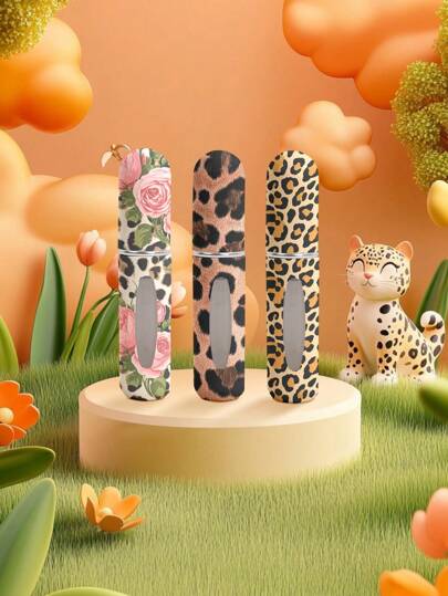 1/3PCS 5ml Portable Refillable Perfume Spray Bottle - Leopard Print And Floral Themed Mini Travel Atomizer, Perfume Bottle