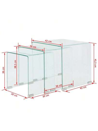 VidaXL Side Tafel Set Piece Transparent Tempered Glass view 8