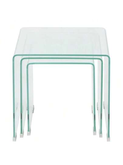 VidaXL Side Tafel Set Piece Transparent Tempered Glass view 3