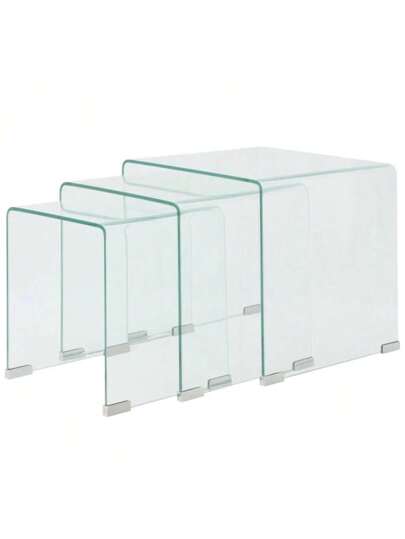 VidaXL Side Tafel Set Piece Transparent Tempered Glass
