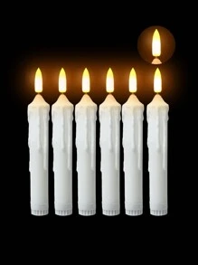 6 piezas de luces de velas sin llama con forma de cono LED, luces intermitentes a pilas con control remoto y temporizador, aptas para fiestas de cumpleaños, hogar, habitación, Halloween, decoración navideña, fiestas de vacaciones, reuniones