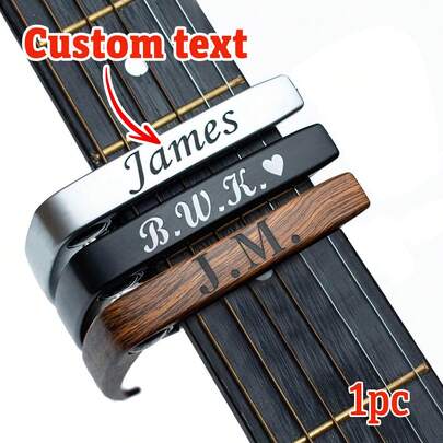 Custom Text Guitar Capo, Personalized Metal Guitar Capo With Wood Grain, Customizable Guitar Capo For Acoustic, Customized Birthday Gifts, Electric Guitar Capo, Accessories For Guitar Capo, Gun Capo For Guitar, For Guitar, Violin, Bass, Ukulele Chromatic, Fathers Days Gift For Guitarists, Boyfriend Gifts, Anniversaries, Husband Gifts, Reusable, Ornamental,Gifts For Men ,Made To Order