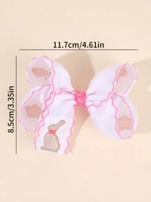 2个可爱复活节兔子发夹，粉色/白色/蓝色，刺绣兔子装饰，缎面荷叶边发夹，鳄鱼夹，节日春季发饰，适合复活节彩蛋寻宝、教堂活动和篮子填充物 - 彩色 - 查看 11