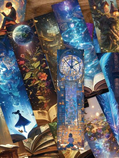30pcs Fantasy Reading Magic Bookmarks Highly Attractive Artistic Style Decor Handbook Book Cards Books Decorative Cards Reading Labeling Cards Gift Cards,School Supplies,Back To School