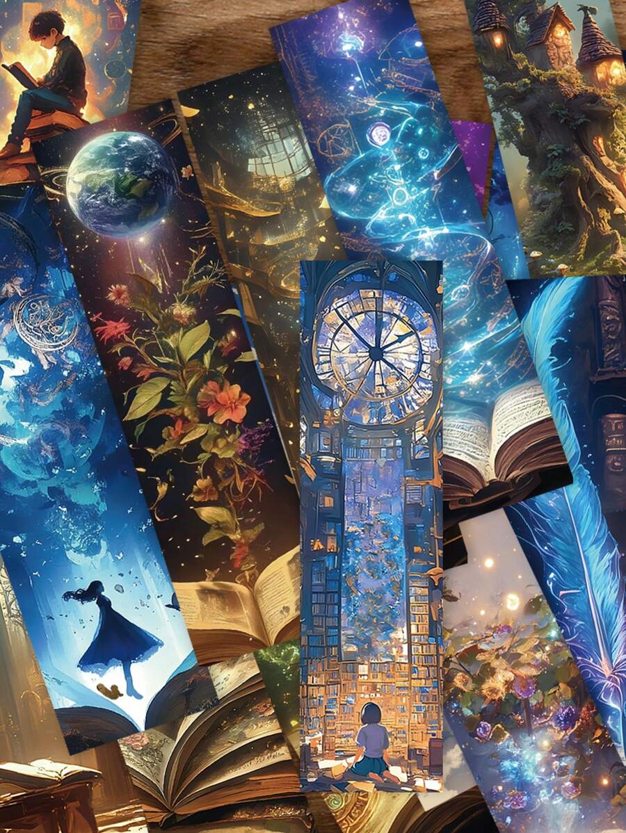 30 件奇幻阅读魔法书签极具吸引力的艺术风格装饰手册书卡书籍装饰卡阅读标签卡礼品卡、学校用品、返校