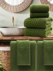QIBHI 1/2/3 件提花浴巾/或浴巾,面料不厚,多种尺寸可选,客用手巾/面巾/浴巾,毛圈,吸水柔软,适合家庭使用,适用于美容院、家庭浴室、美容沙龙、酒店运动、家居必需品、毛巾、皮肤护理 - 綠色 - 查看 2