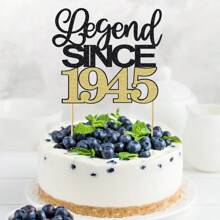 1pc Vintage 1985/1945/1955/1965/1975/1995 Year Cake Topper, 30-80 Years Old Birthday Cake Decoration Picks, Birthday Party Cake Toppers, Anniversary Celebration Cake Decor, Glitter Black - Multicolor - View 16